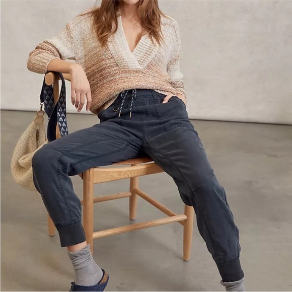Anthropologie Pilcro Mallory Joggers Blue Washed Drawstring Ankle Pants Small - Picture 11 of 13